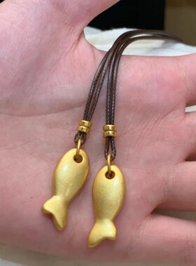 磨砂黄金色小鱼珠锦鲤长款项链女轻奢小众毛衣链吊坠女士饰品