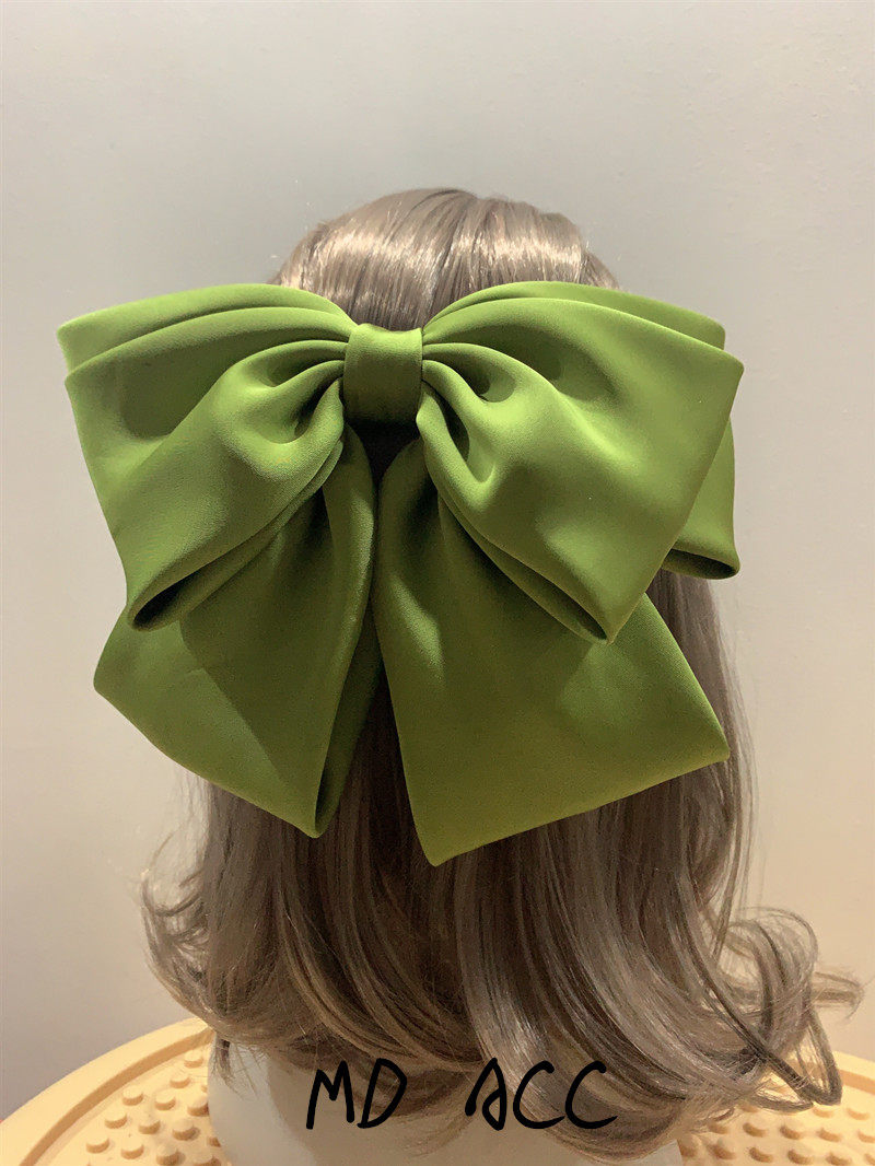 高级缎面双层蝴蝶结发夹