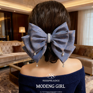 精致有形醋酸蝴蝶结新款 郁金香印花珍珠 发饰小众 魔女概论