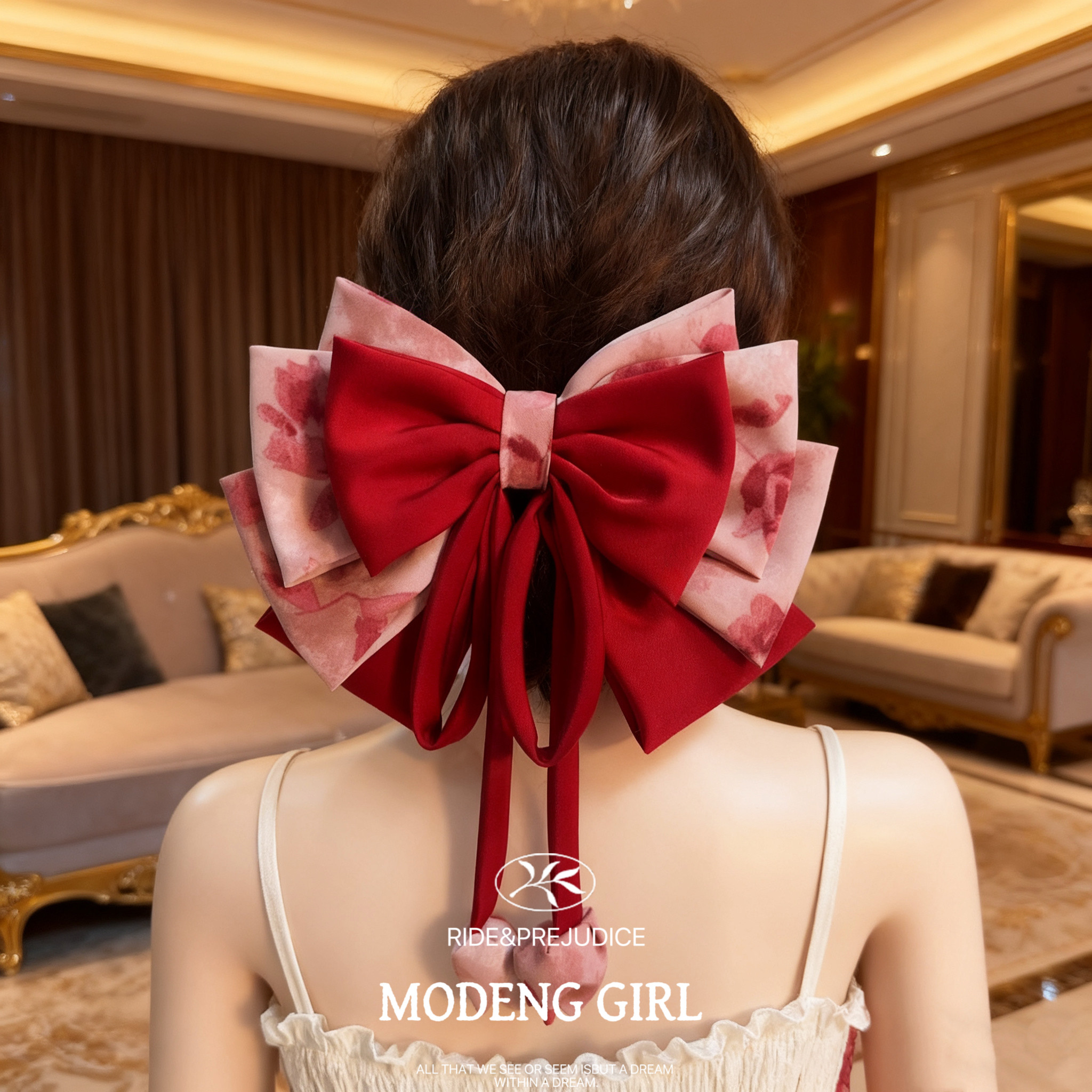 【甜蜜限定】超大五层蝴蝶结发夹韩系后脑勺发饰织带花苞原创设计