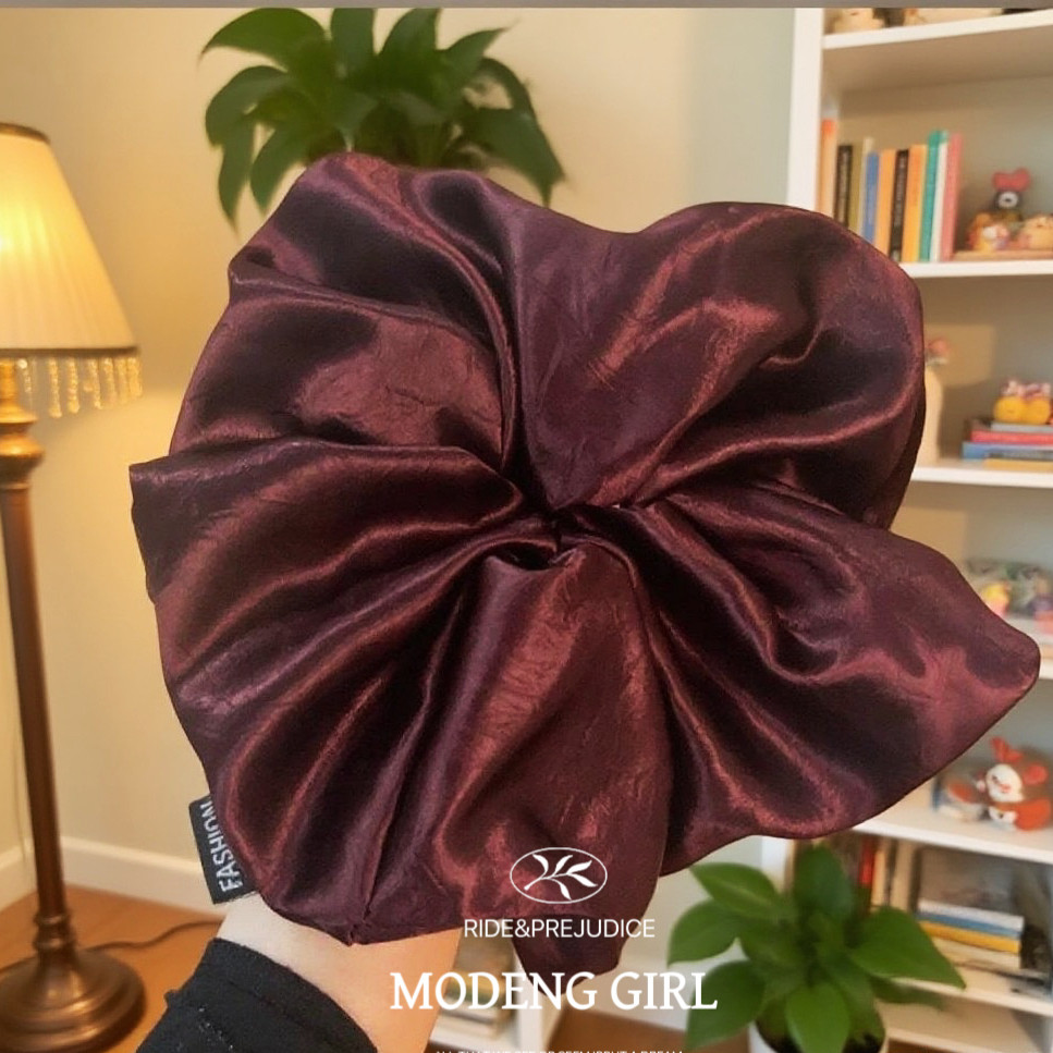 【乌梅紫绛】韩系欧若风高级感缎面超大发圈女绑头发绳丸子头头绳
