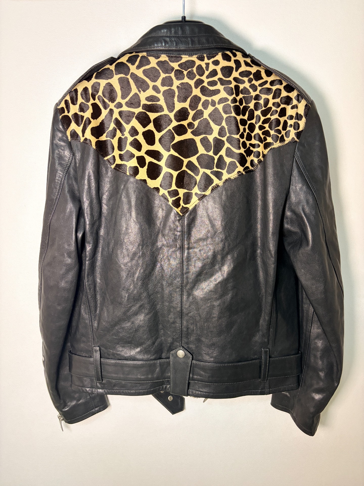 Saint Laurent Leopard Horsehair Biker Jacket — front