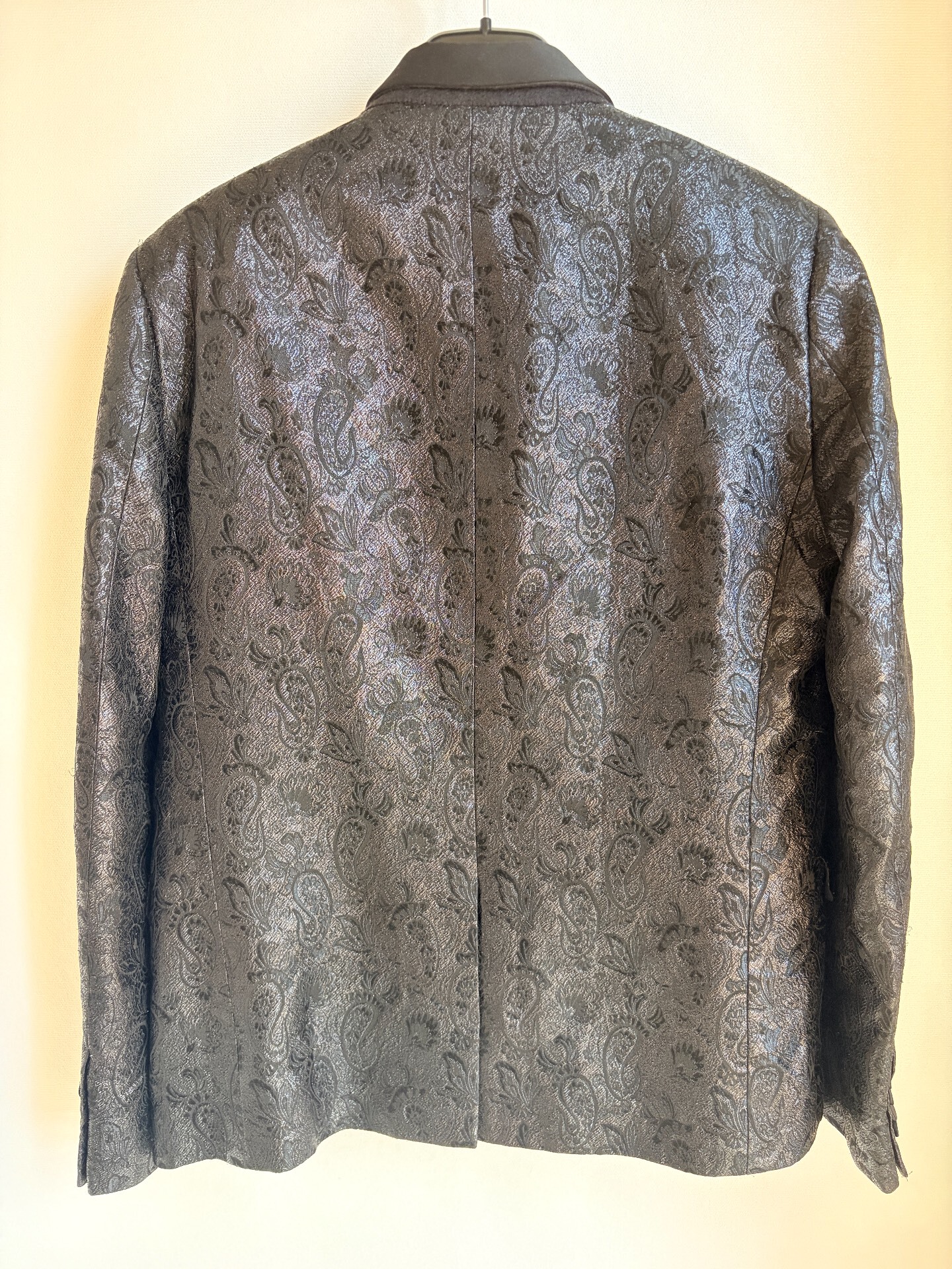 Saint Laurent Black Paisley Shawl Collar Suit — front