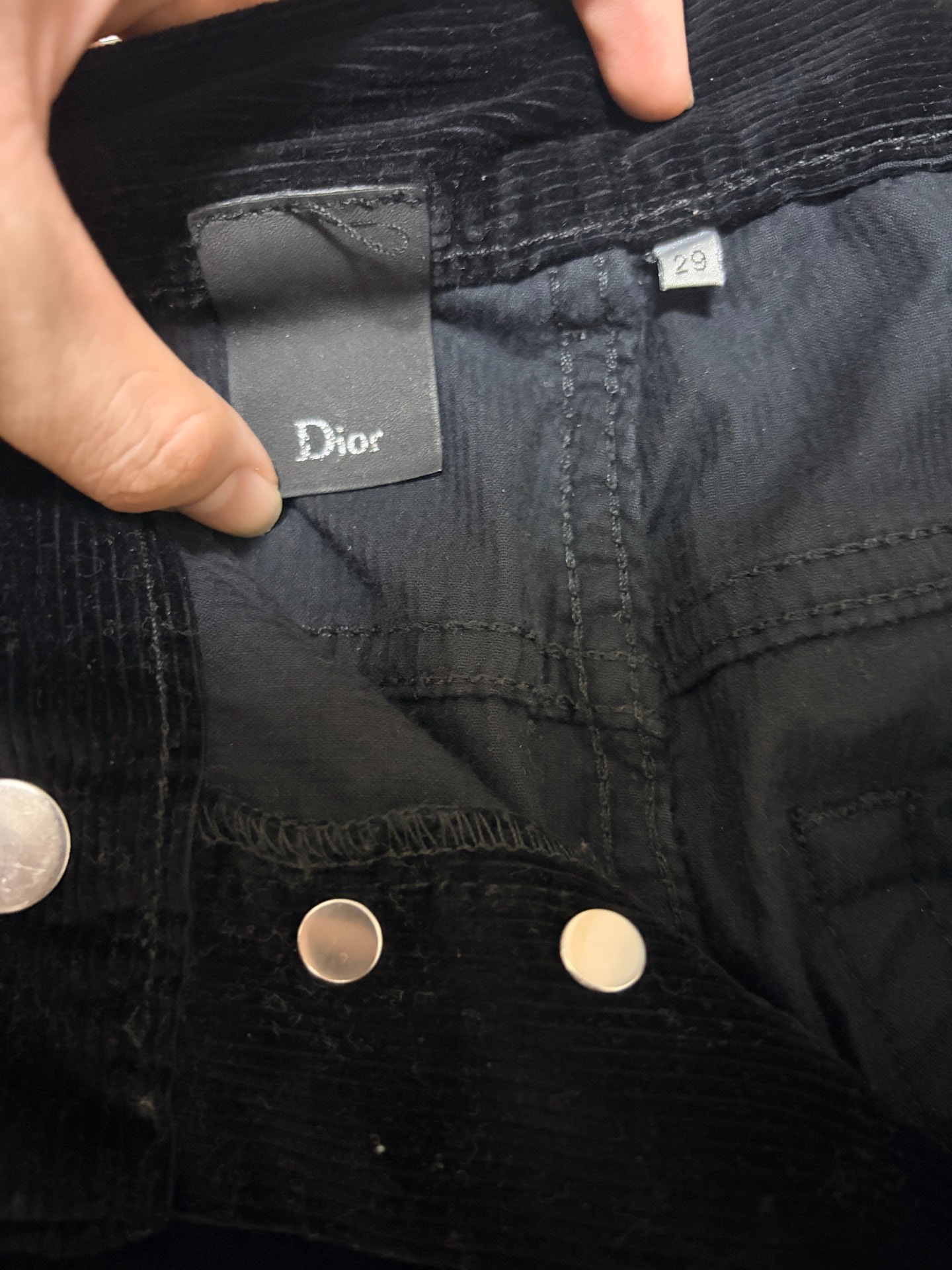 Dior Homme 14FW Runway Black Corduroy Jeans — back