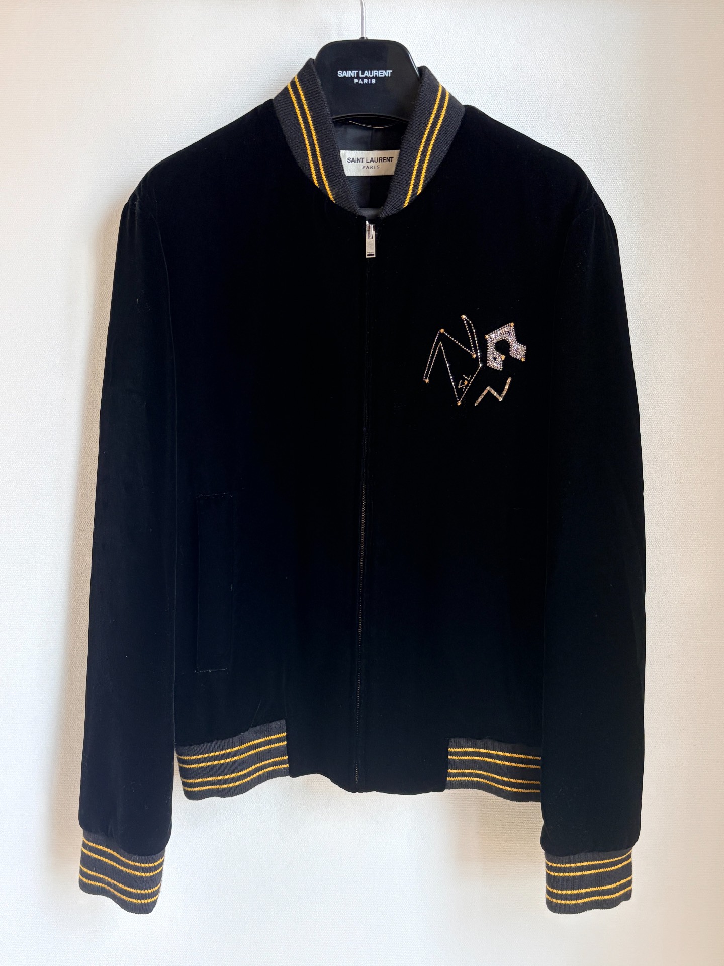 Saint Laurent 19FW Varsity Velvet Jacket — front