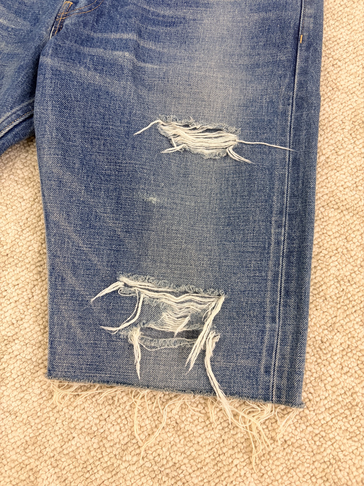 Celine 22SS Washed Blue Denim Shorts — back