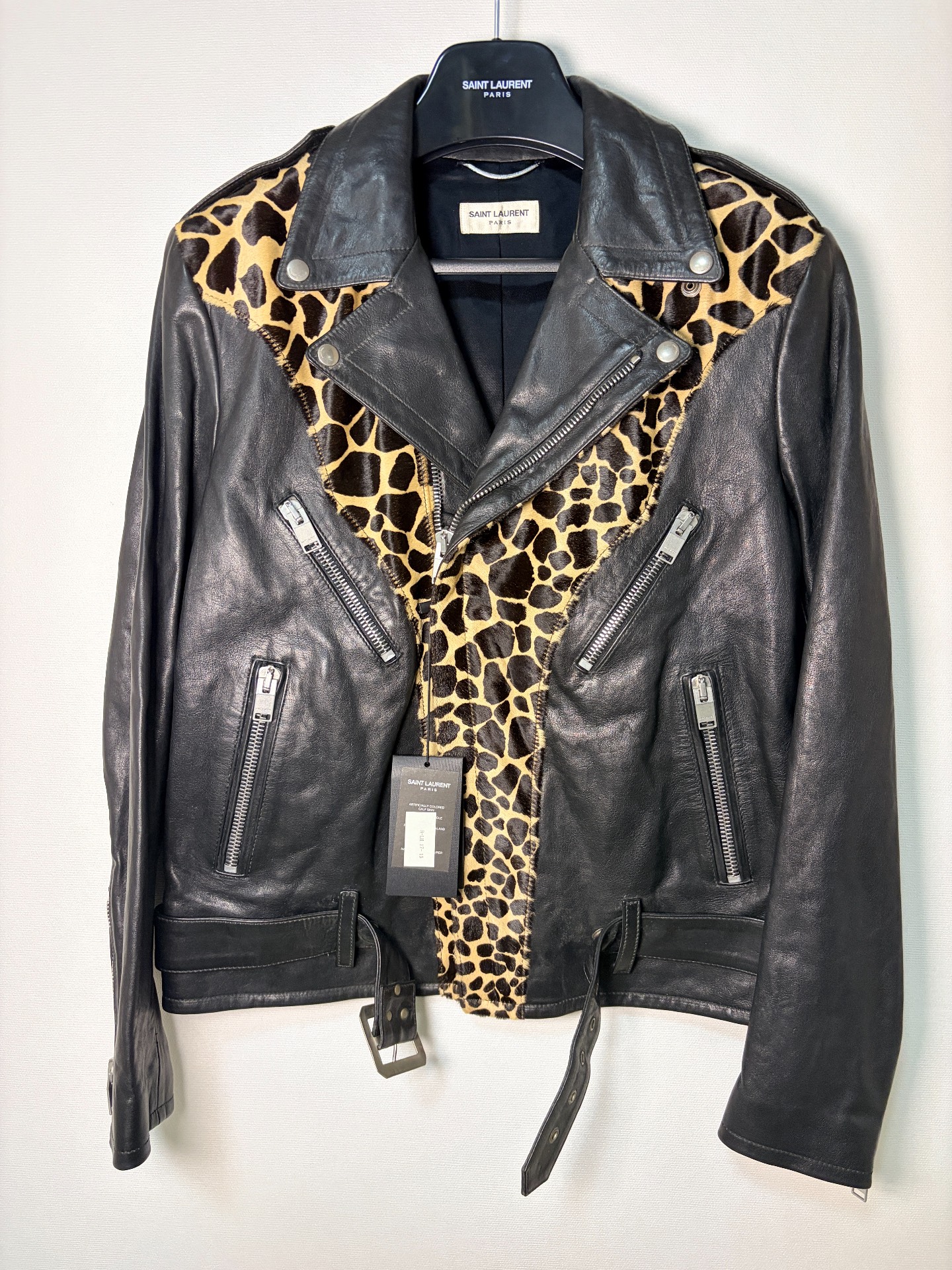 Saint Laurent Leopard Horsehair Biker Jacket