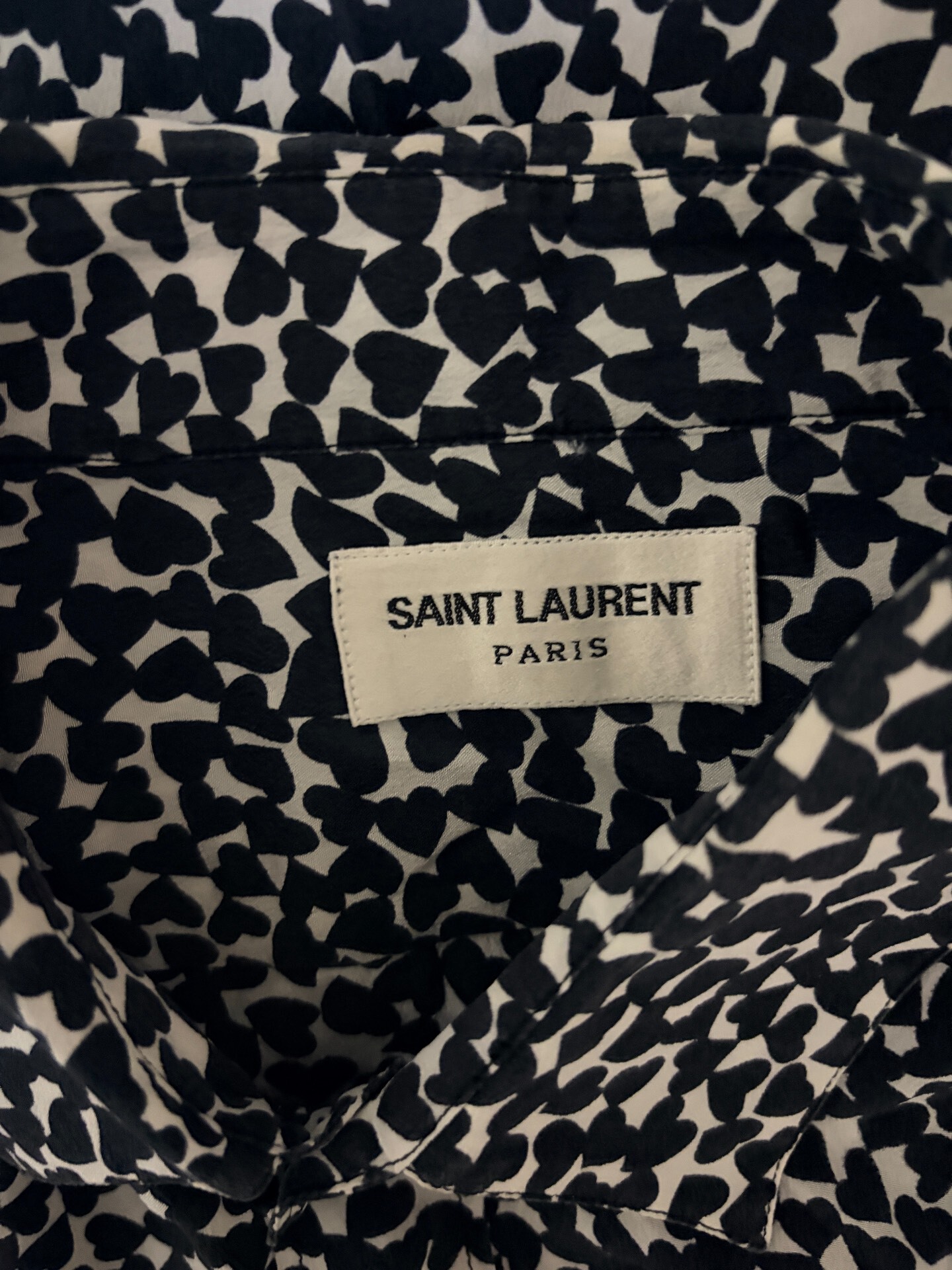 Saint Laurent Silk Heart Print Shirt — back