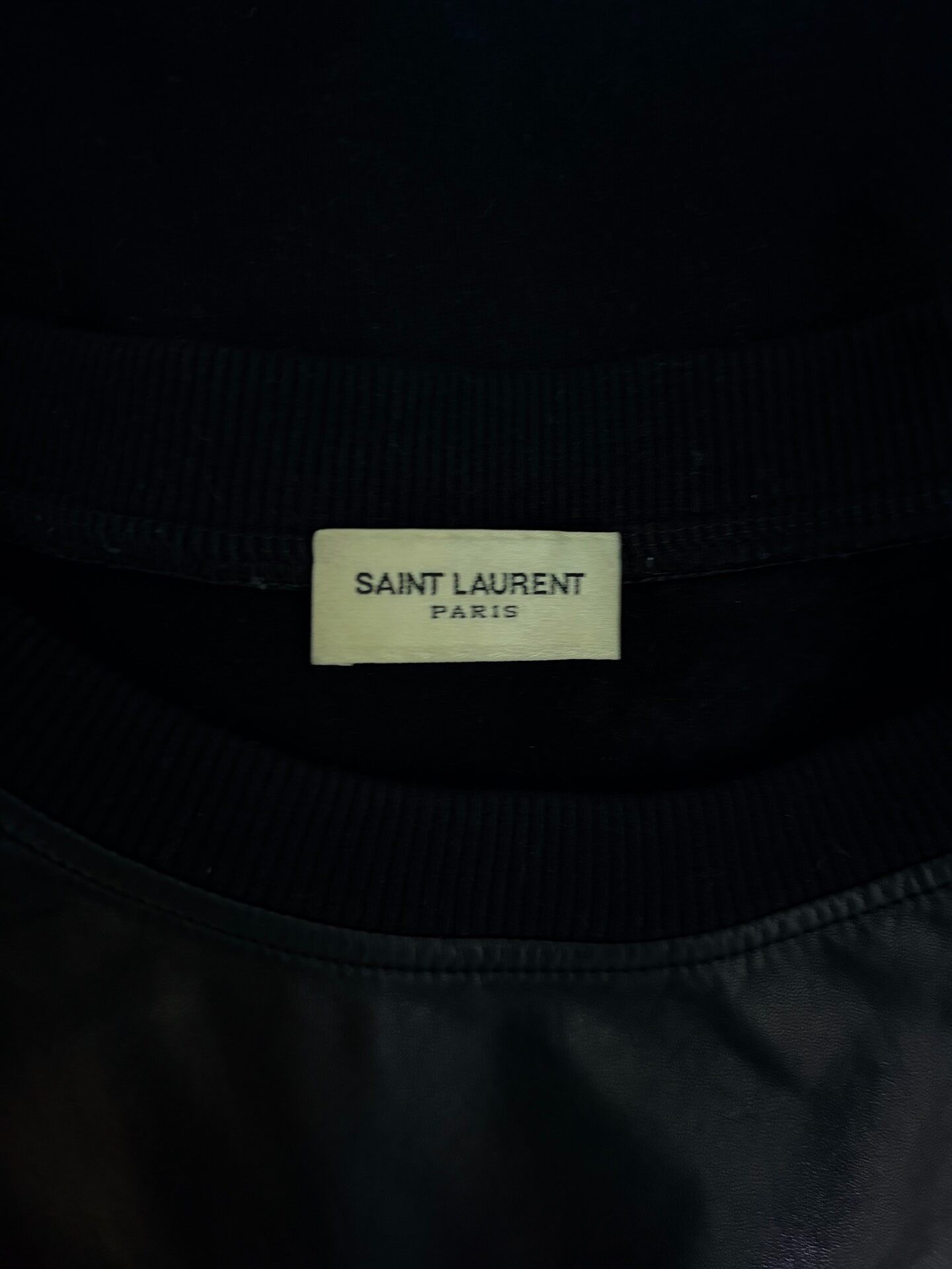 Saint Laurent SLP 13FW Leather Zip Sweatshirt — label