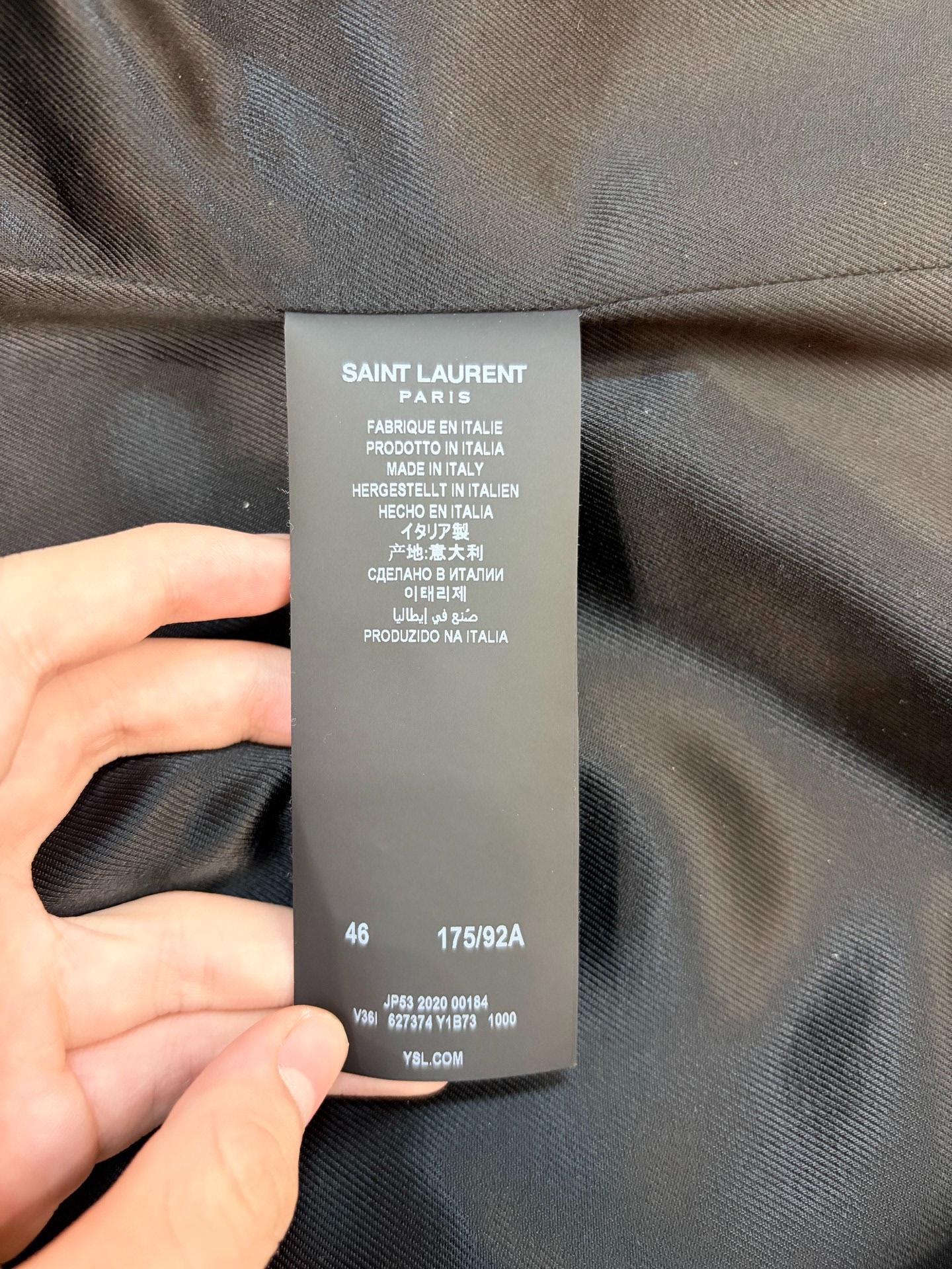 Saint Laurent Black Wool Gold Button Jacket — label