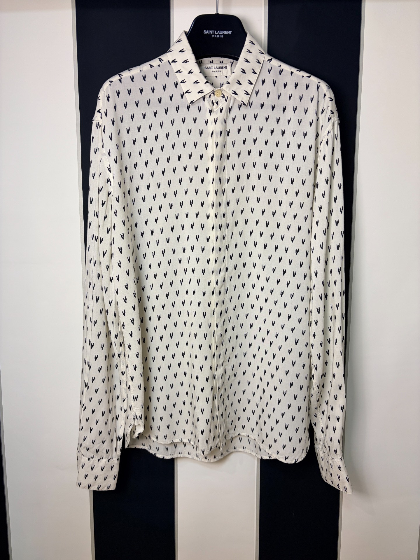 Saint Laurent White Silk Lightning Shirt