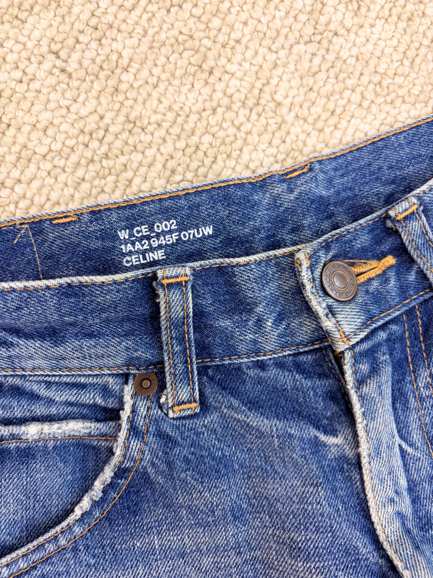Celine 21ss Washed Blue Straight-Leg Jeans — detail
