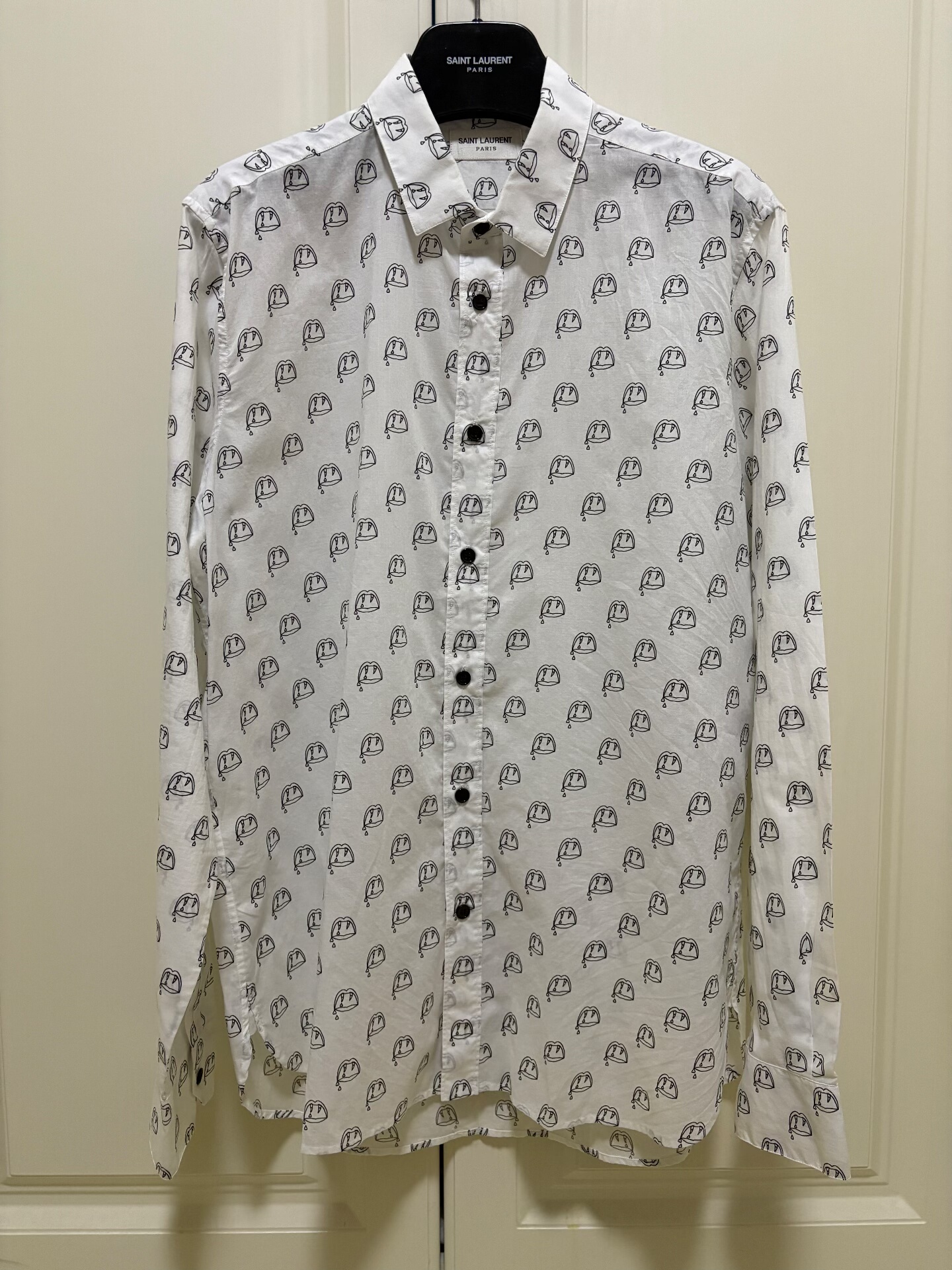 Saint Laurent White Black Pattern Shirt