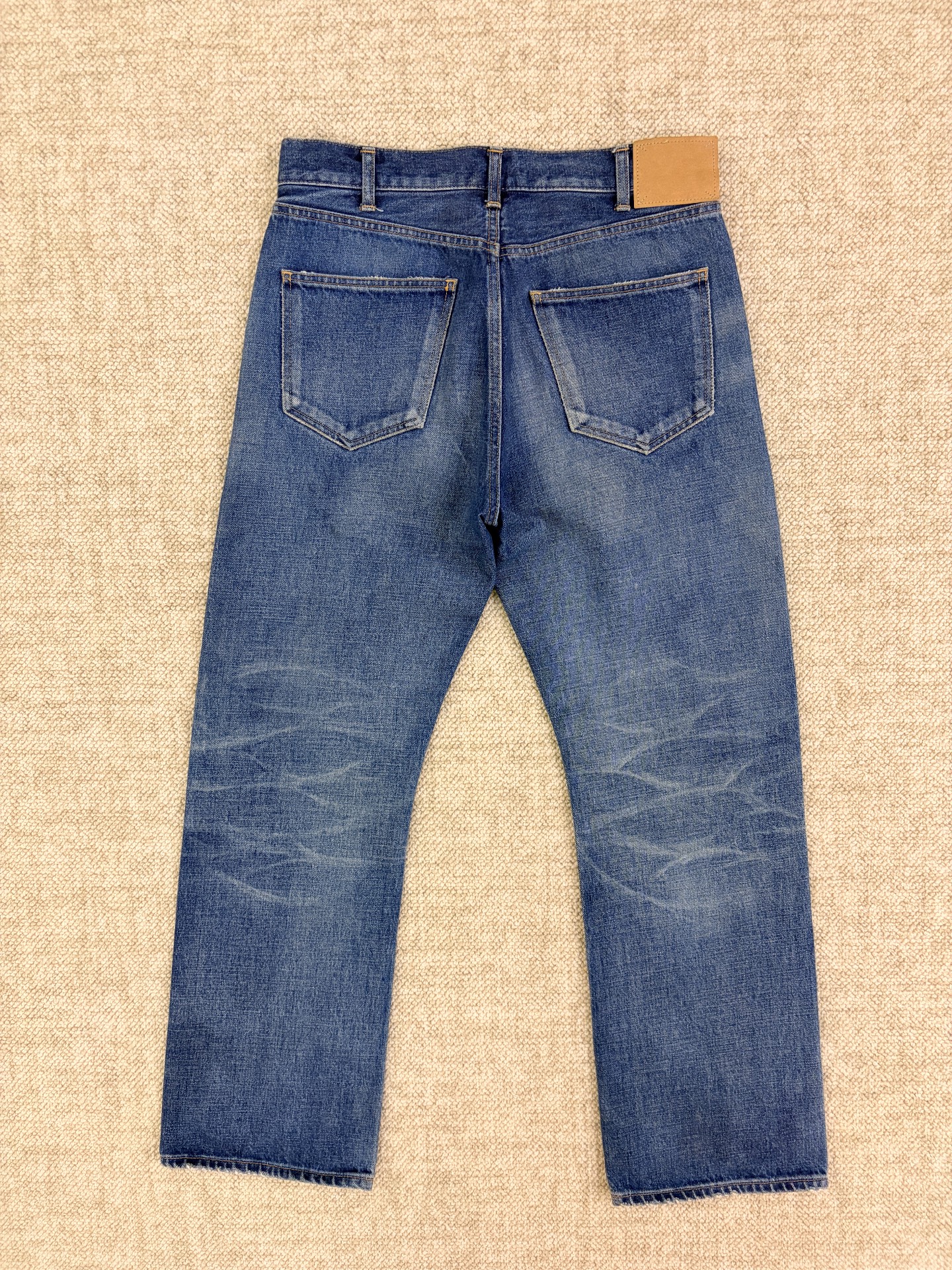 Celine Straight-Leg Knee-Cut Distressed Jeans — front