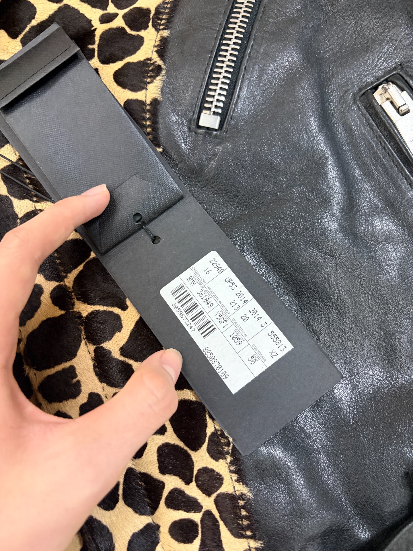 Saint Laurent Leopard Horsehair Biker Jacket — back