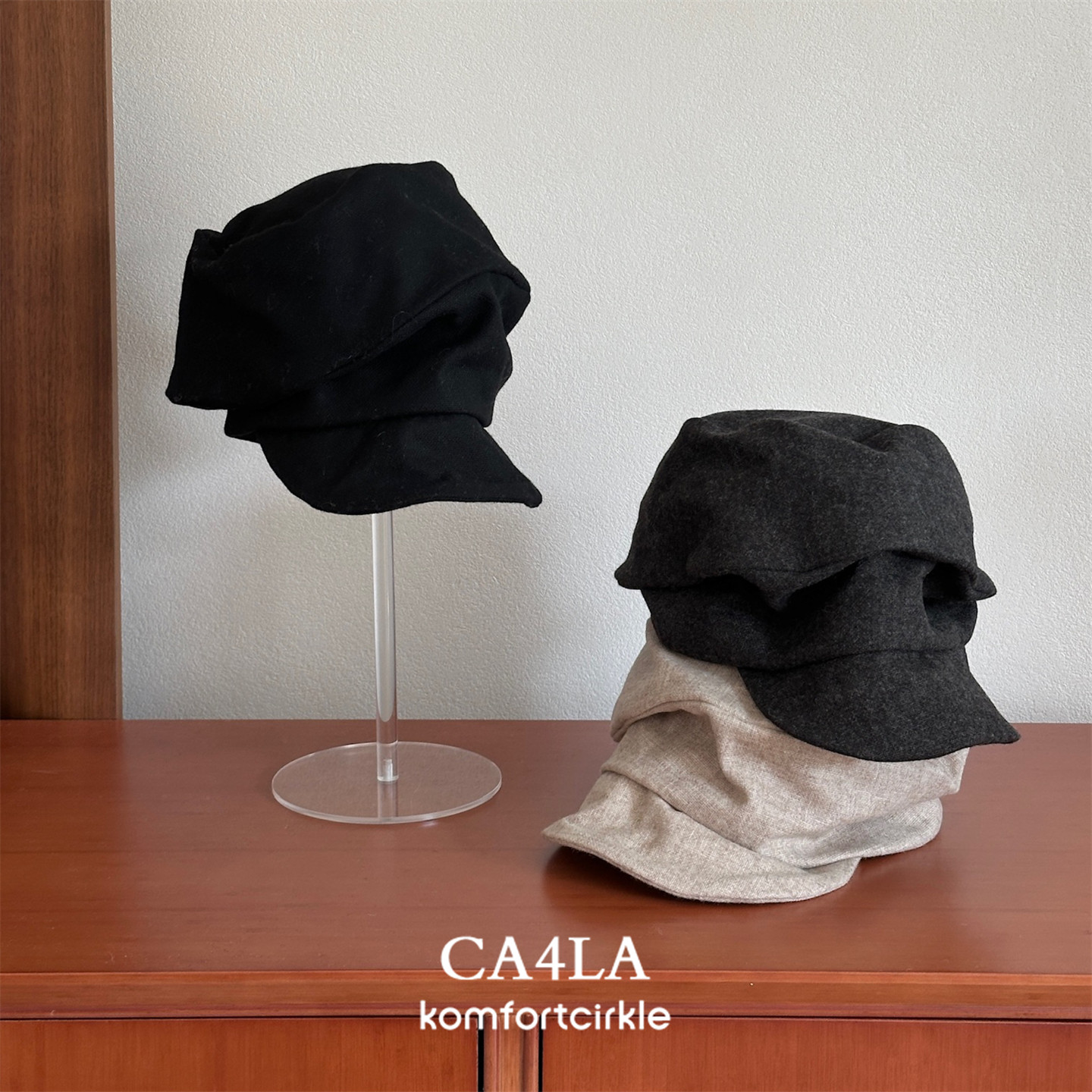 明星款 CA4LA DOU02159鸭舌褶皱堆堆帽 秋冬日系修饰脸型报童帽