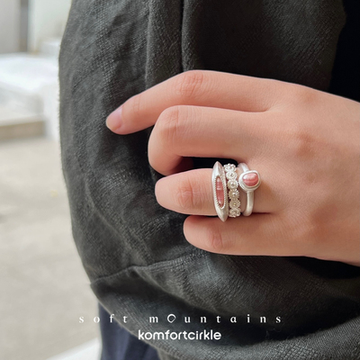 soft mountains软山 rainbow纯银小花戒指 flush红纹石玛瑙指环