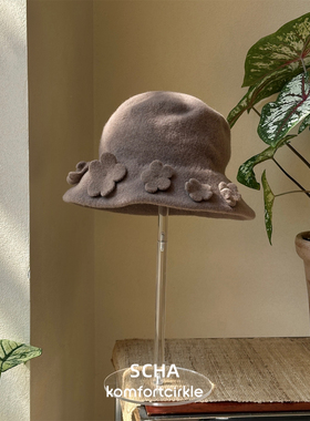 SCHA 1850Soft Traveller FLOWERS 羊毛花朵渔夫帽柔软可折叠盆帽