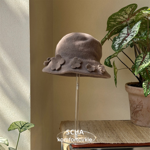 SCHA 1850Soft Traveller FLOWERS 羊毛花朵渔夫帽柔软可折叠盆帽