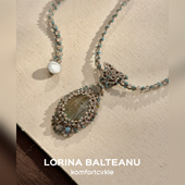 LORINA Exclusive项链 法国天然半宝石手工梭织蕾丝重工锁骨链女