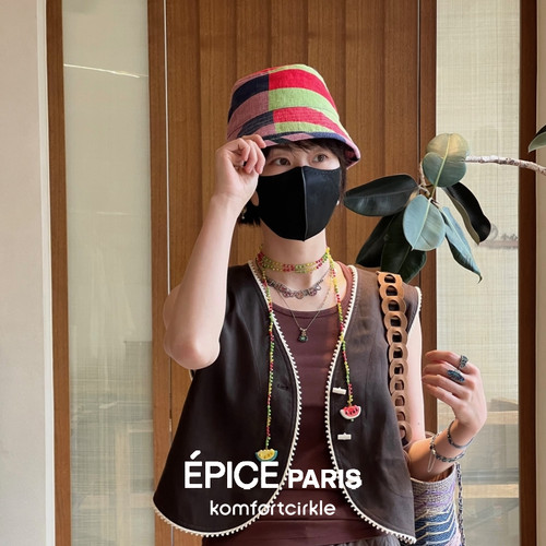 福利价!自留推荐 EPICE 春夏法式印花拼色小盆帽渔夫帽女清新百搭