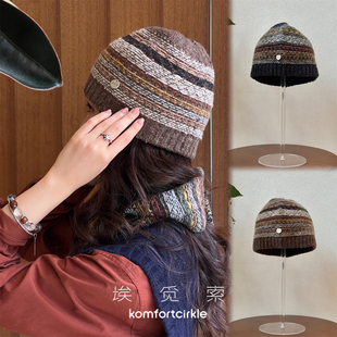 【埃觅索】提花羊毛帽子 民族风秋冬保暖冷帽手工原创设计