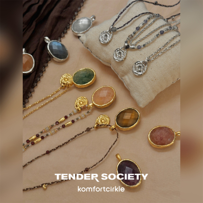 主推款 TENDER SOCIETY 玫瑰金币双面石吊坠细链编绳串珠项链