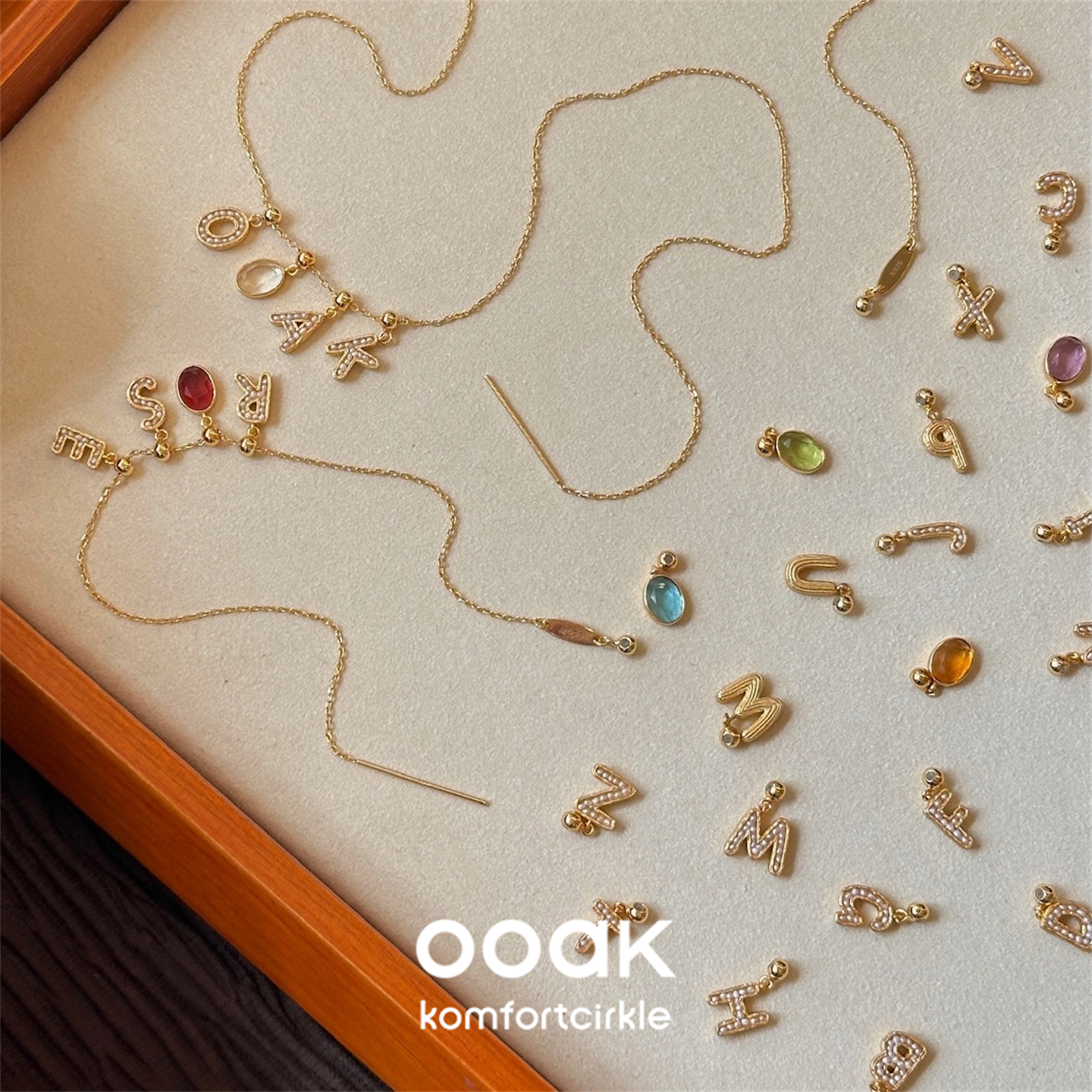 OOAK界格 字母半宝石吊坠手链项链锁骨链diy专属精致高级配饰礼物