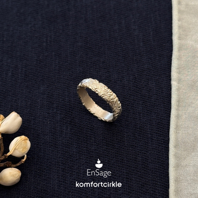 ENSAGE/APT702 雕花宽戒指 925纯银手工高级质感纹理素圈指环叠戴