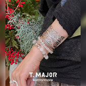 T.MAJOR 喜马拉雅白水晶手链 绽放曼陀罗花开口手镯纹理宽手环