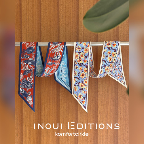 INOUI EDITIONS 8*120双面印花长条丝巾小飘带领巾绑包发带装饰