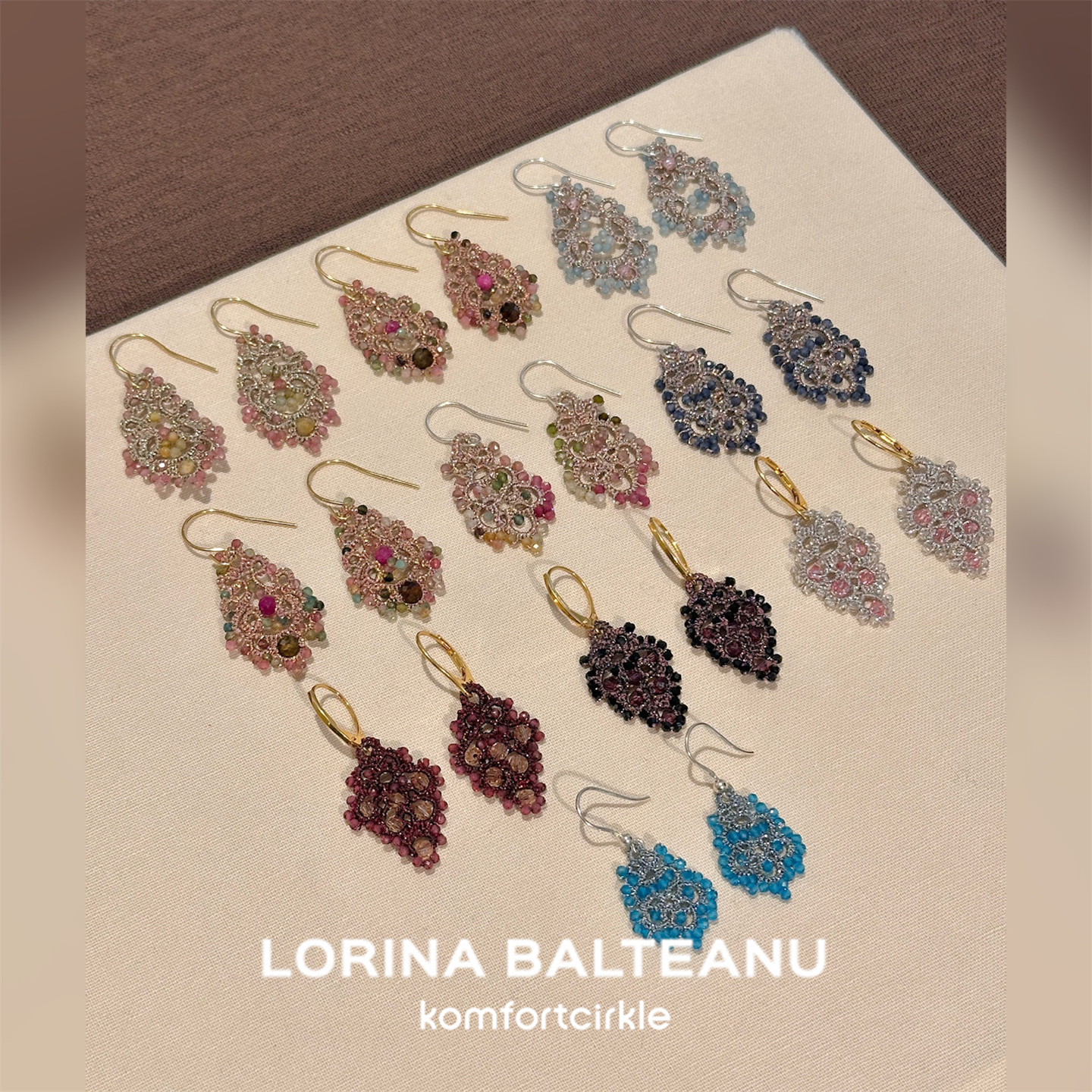 LORINA 蕾丝耳环 法国天然半宝石手工编织复古精致设计感耳钩女,饰品/流行首饰/时尚饰品新,耳环,淘宝优惠券,粉丝福利购,淘宝优惠卷