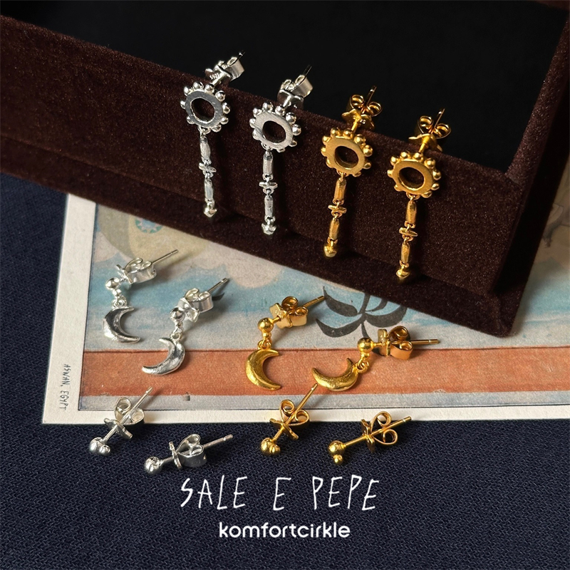 明星同款 SALE E PEPE胡椒盐 纯银月亮太阳吊坠耳环葫芦耳钉百搭