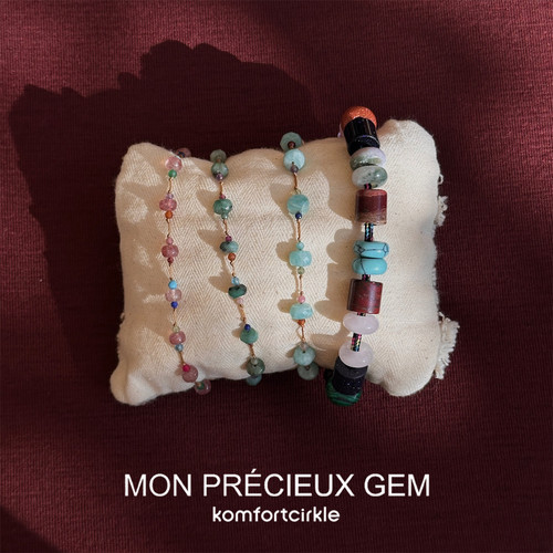 MON PRECIEUX GEM 彩色串珠手工编织可调节手链原创设计法式小众