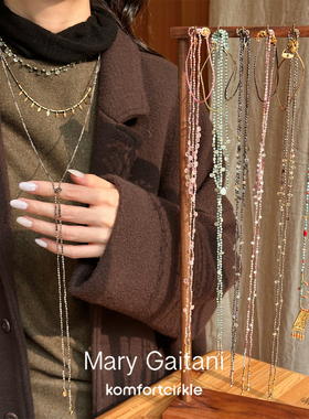 自留推荐 MARY GAITANI 希腊小众手工锤痕金币串珠长项链锁骨链