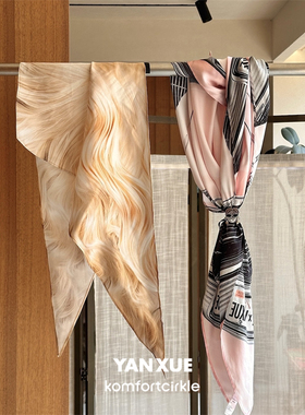 YANXUE x TRINITE联名系列 桑蚕丝印花三角方形丝巾头巾礼物