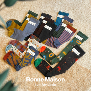 自留推荐 Bonne maison 法国街头潮袜纯色百搭中筒彩袜外穿ins