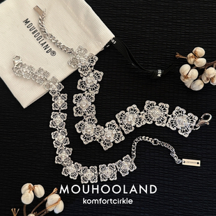 Mouhooland暮后之地 蕾丝十字花手链原创设计小众高级轻奢腕饰