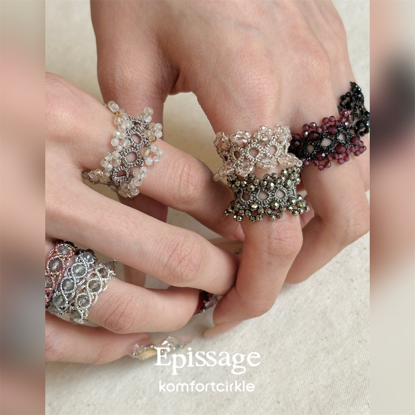 EPISSAGE Tress&eacute; Ring天然石编织戒指女时尚新款小众设计师指环