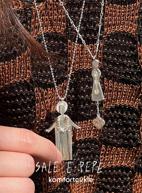 SALE E PEPE胡椒盐 纯银神仙花神吊坠项链 925纯银气质锁骨链