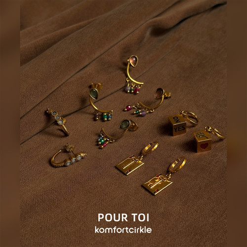 POUR TOI 弧形彩珠流苏耳环 法式复古小众设计精致气质手工耳饰