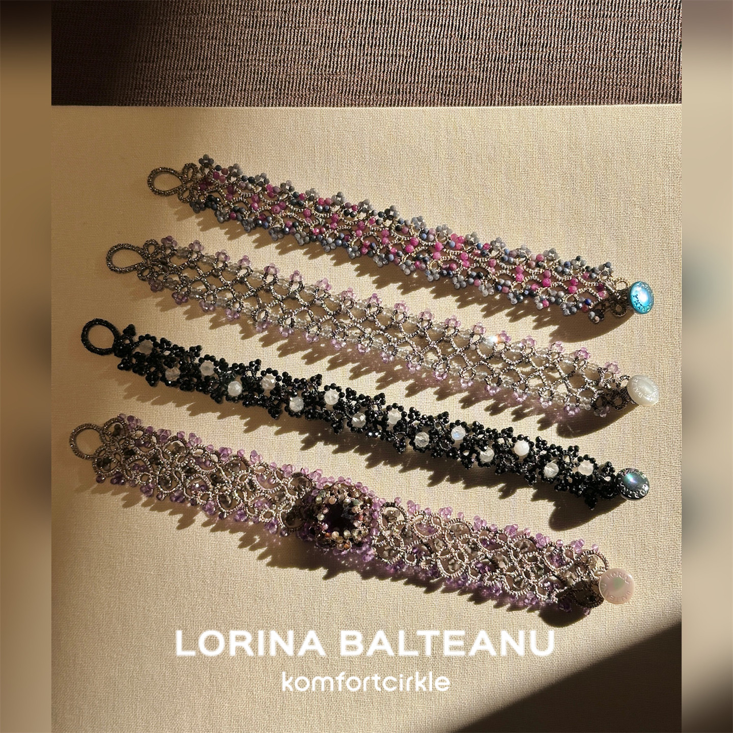 LORINA 手链法式手工编织串珠织线宽边蕾丝小众高级感轻奢腕饰