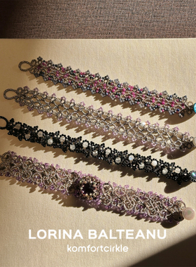 LORINA 手链法式手工编织串珠织线宽边蕾丝小众高级感轻奢腕饰