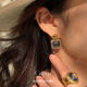 GRIPOIX Earrings Stud 方形琉璃耳钉 法国工坊手工制作Azulejos