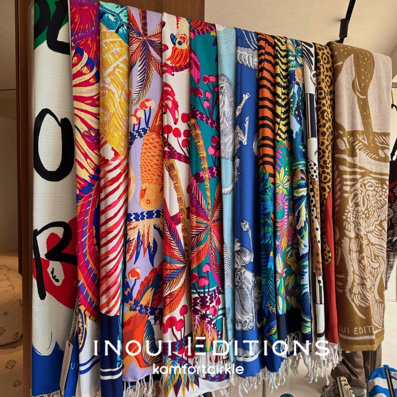 5折!INOUI EDITIONS 动物花卉图纯棉盖毯沙滩巾野餐垫沙发巾