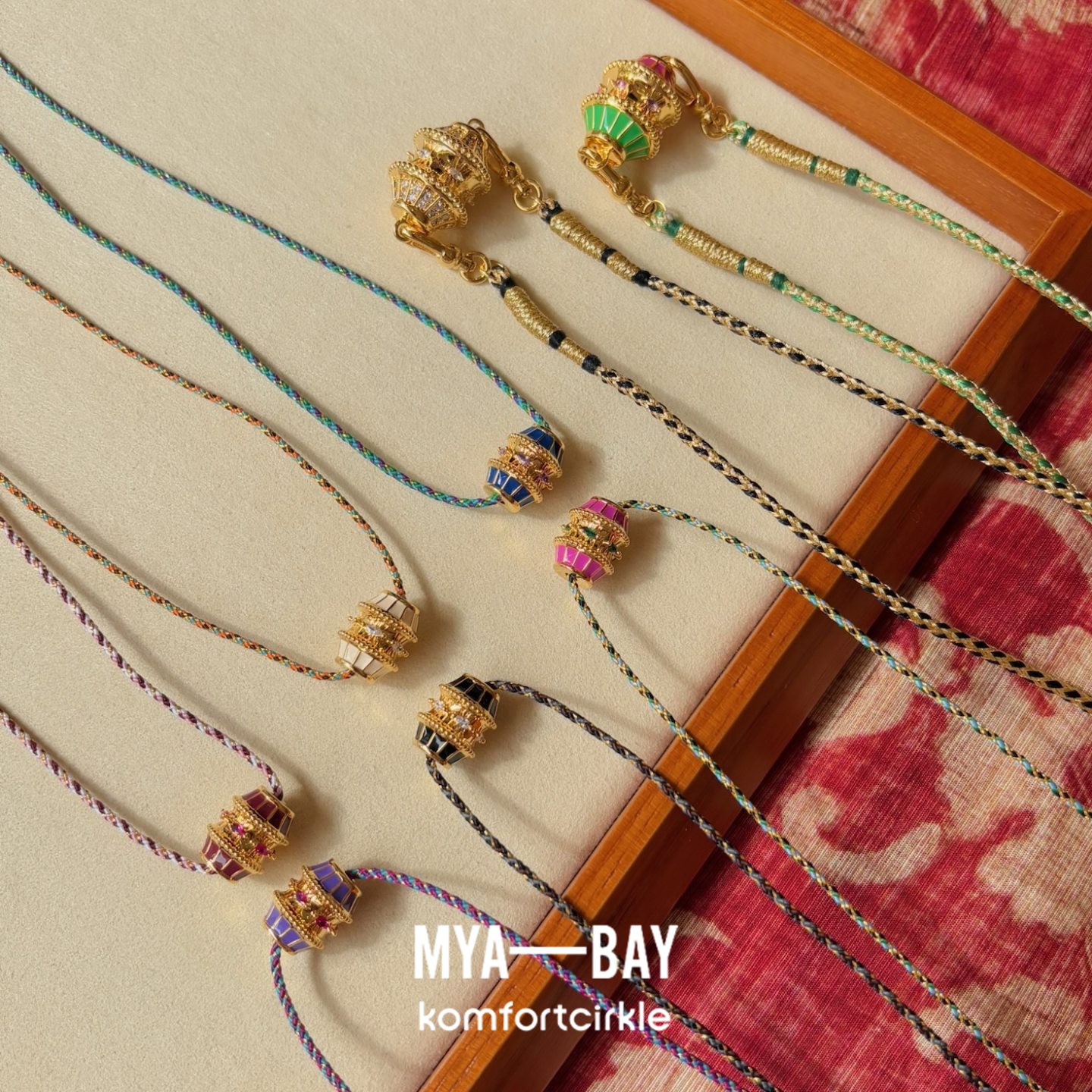 自留推荐 MYA BAY 彩色幸运珐琅吊坠项链 比利时手工编织绳锁骨链