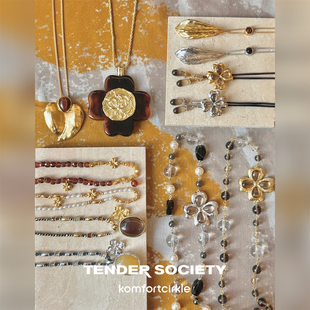 TENDER 四叶草串珠长项链金银时髦吊坠毛衣链造型叠戴 SOCIETY