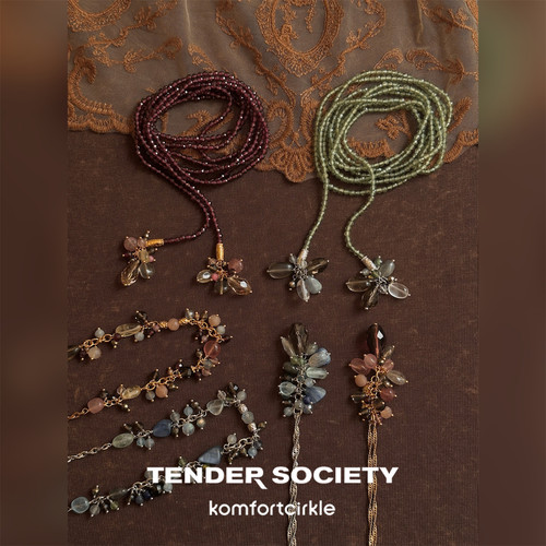 TENDER SOCIETY 西西里流苏珠穗长项链锁骨链金银双色精致高级