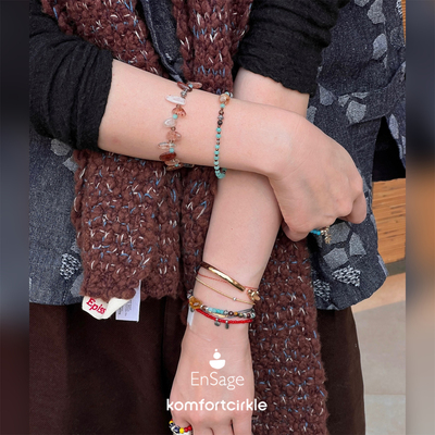 ENSAGE/APT702 古董琉璃珠手环 柔光茶光925银天然石串珠手串手链