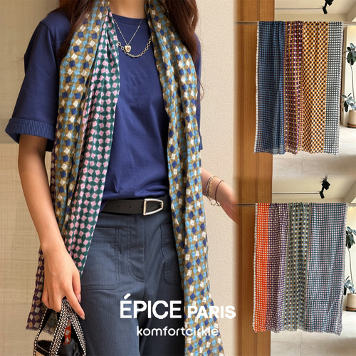 EPICE 90*200四色拼接印花披肩大围巾丝巾轻薄26春夏新品配饰